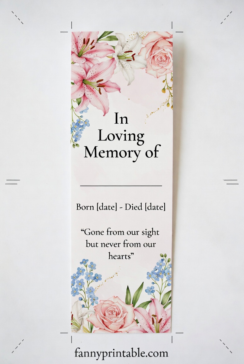 Free Printable Memorial Bookmark Templates - FannyPrintable.Com (1)