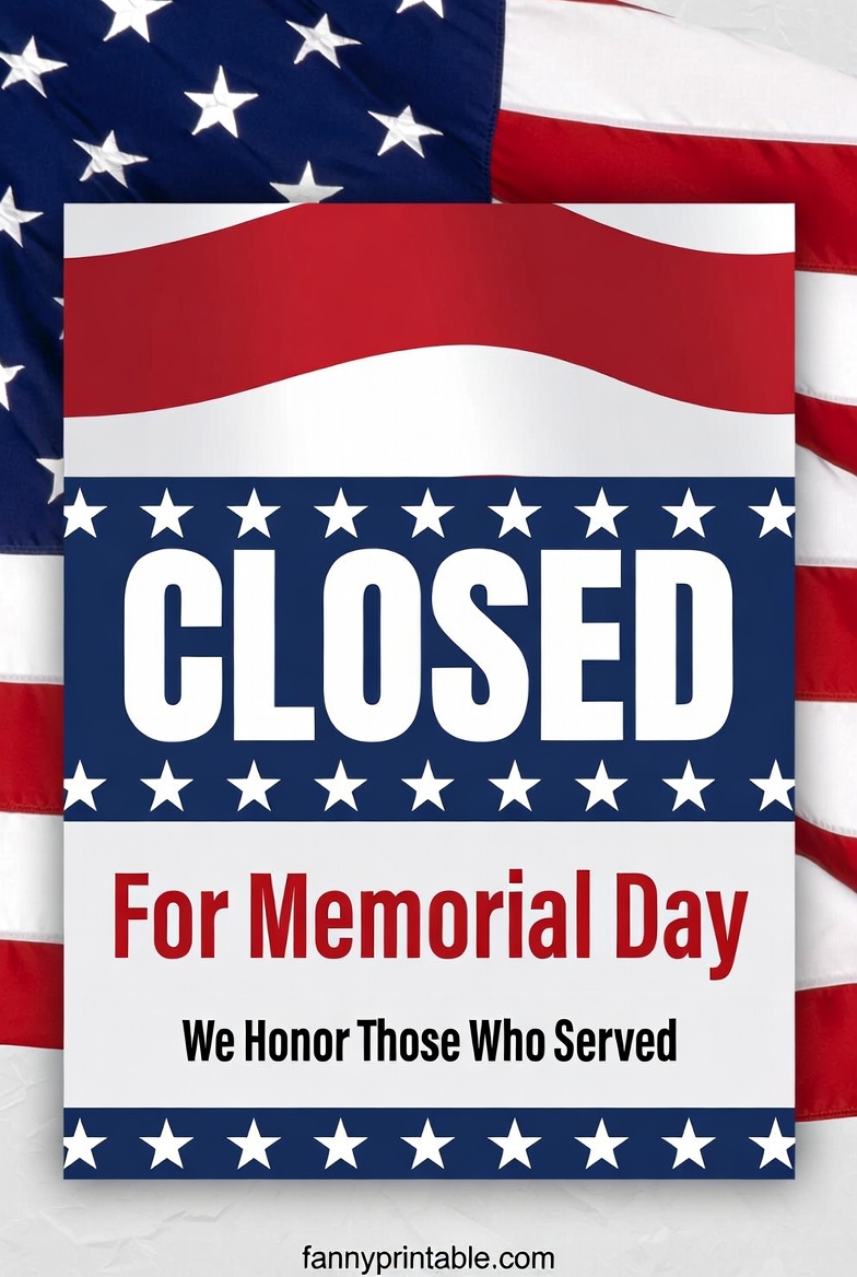 Free Printable Memorial Day Closed Signs - FannyPrintable.Com (1)