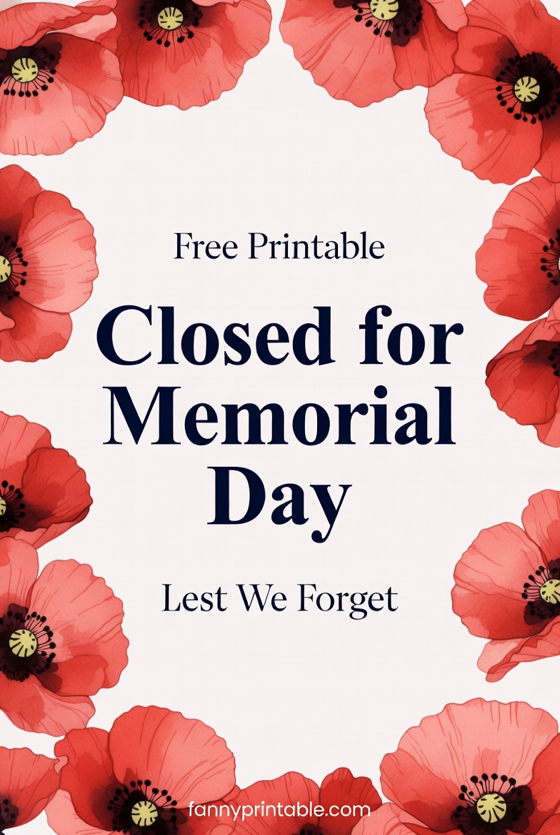 Free Printable Memorial Day Closed Signs - FannyPrintable.Com (3)