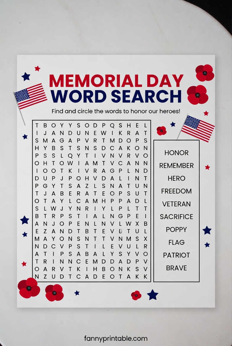 Free Printable Memorial Day Worksheets FannyPrintable.Com 4 Free Printable Memorial Day Worksheets - FannyPrintable.Com (4)