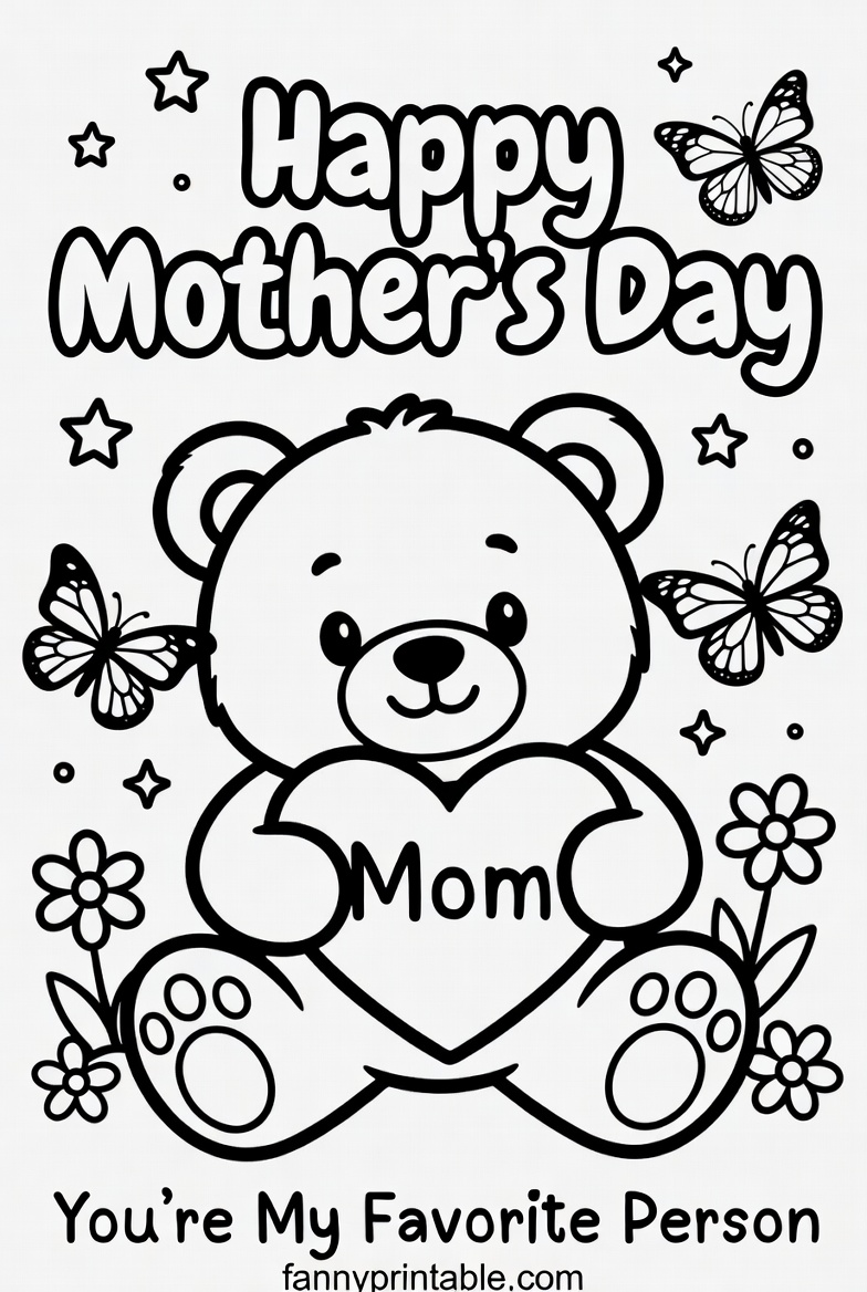 Free Printable Mother's Day Card To Color - Fanny Printable (4)