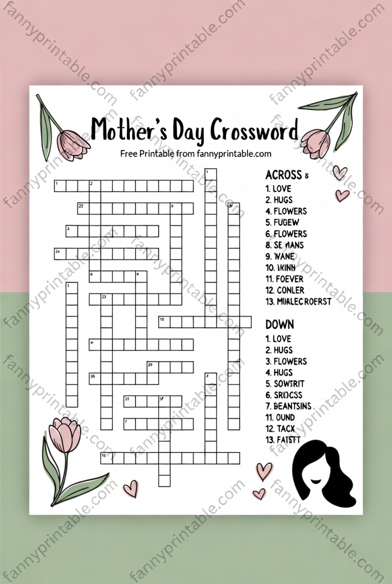 Free Printable Mothers Day Crossword Puzzle 1 1 Free Printable Mother's Day Crossword Puzzle (1)