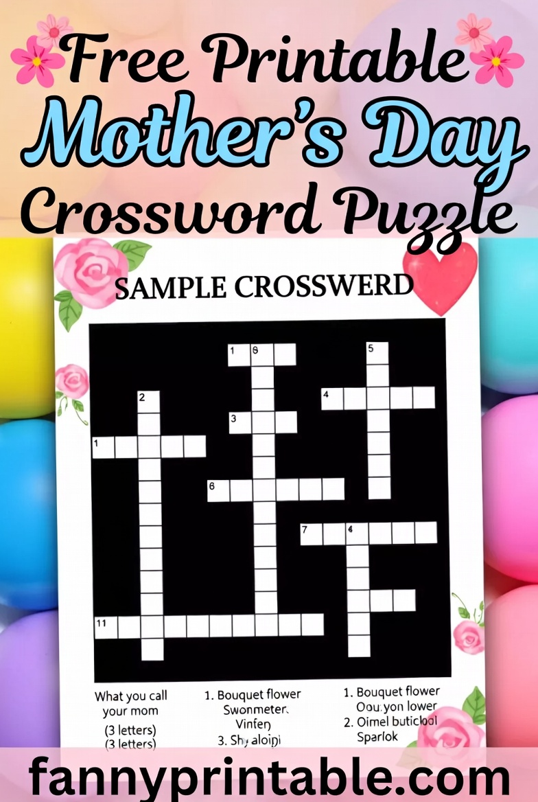 Free Printable Mothers Day Crossword Puzzle 2 1 Free Printable Mother's Day Crossword Puzzle (2)