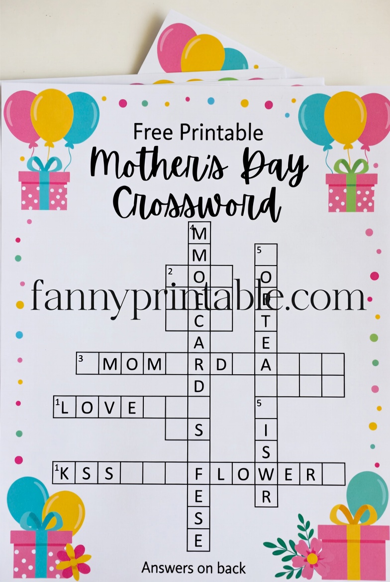 Free Printable Mothers Day Crossword Puzzle 4 1 Free Printable Mother's Day Crossword Puzzle (4)