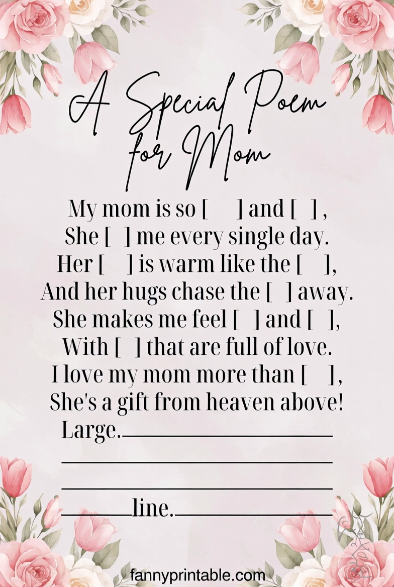 Free Printable Mother's Day Fill In The Blank Poem (2)
