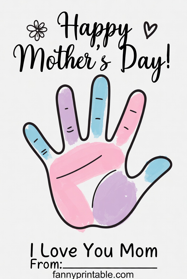 Free Printable Mothers Day Handprint Template 3 1 Free Printable Mother's Day Handprint Template (3)