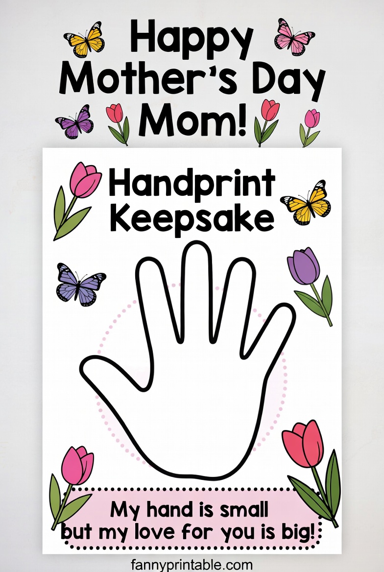 Free Printable Mothers Day Handprint Template 4 1 Free Printable Mother's Day Handprint Template (4)