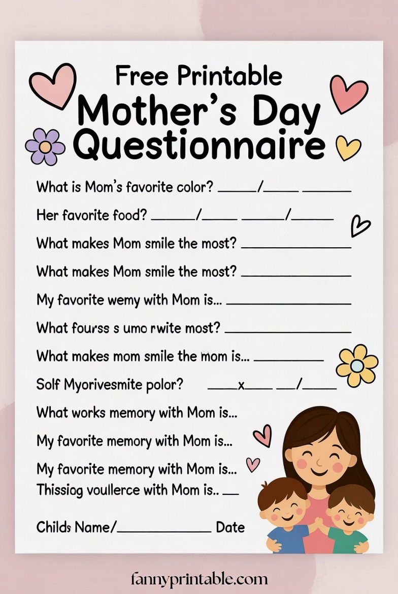 Free Printable Mother's Day Questionnaire - Fanny Printable (1)