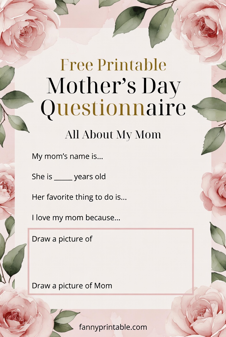 Free Printable Mother's Day Questionnaire - Fanny Printable (4)