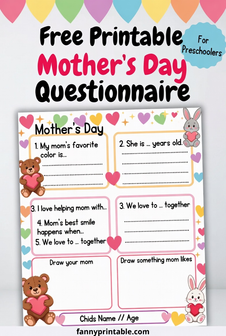 Free Printable Mother's Day Questionnaire For Preschoolers (2)