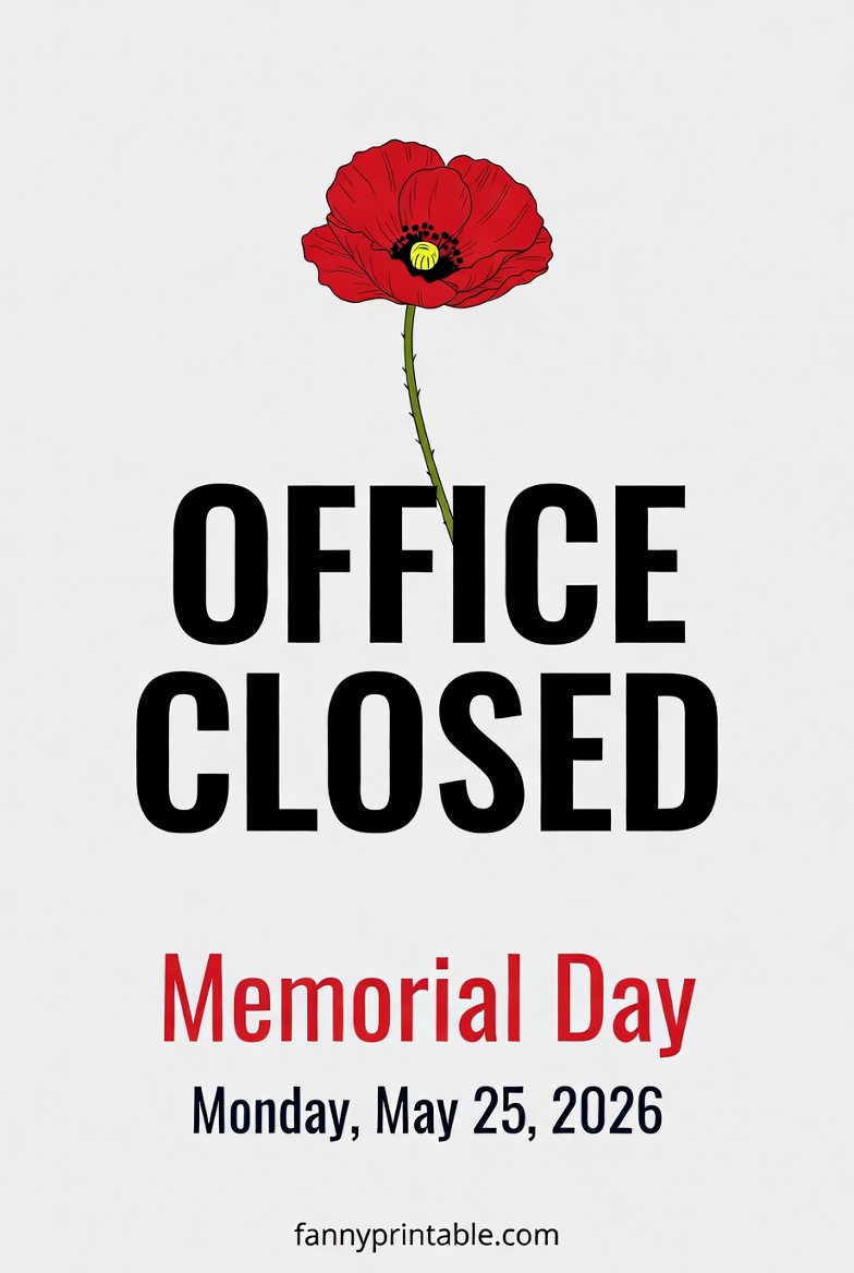 Free Printable Office Closed For Memorial Day Printable Sign - FannyPrintable.Com (3)