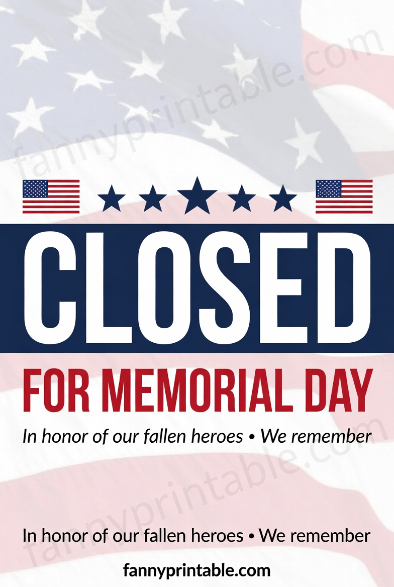 Free Printable Office Closed For Memorial Day Printable Sign - FannyPrintable.Com (4)