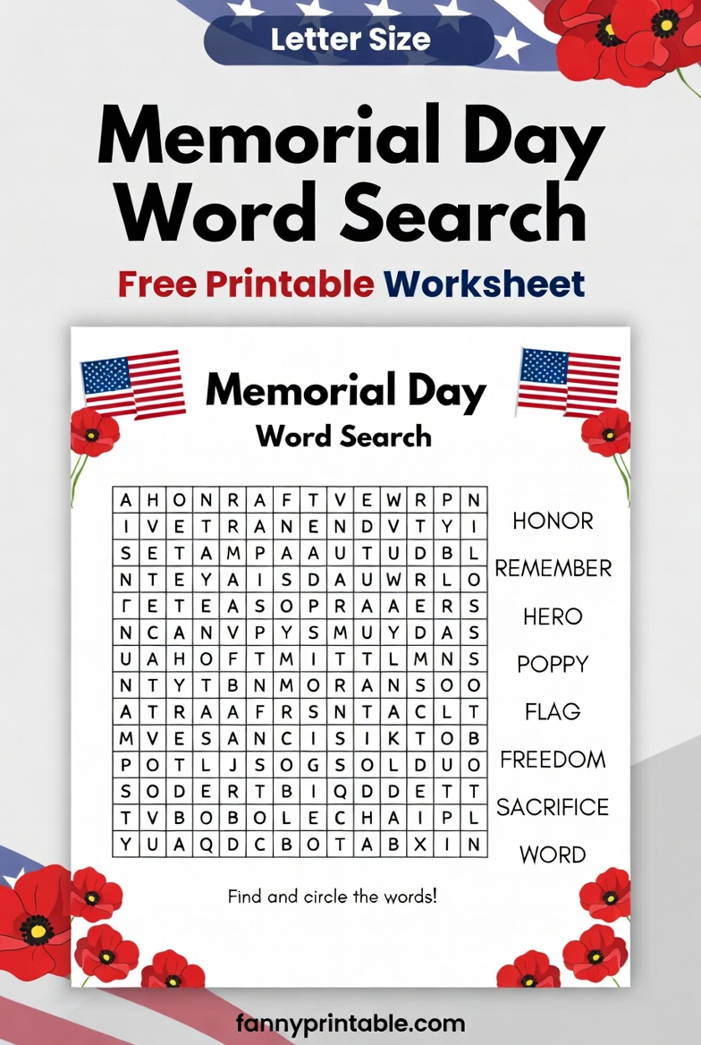 Free Printable Worksheets For Memorial Day - FannyPrintable.Com (1)