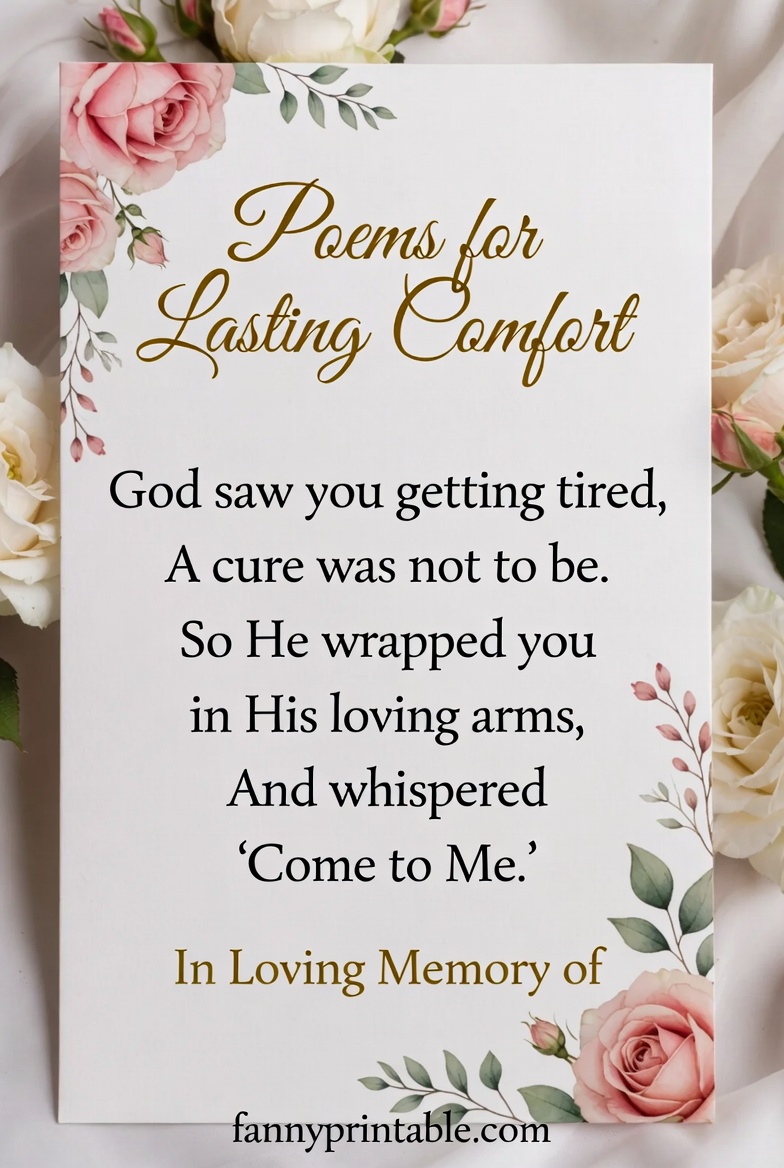 Funeral Memorial Card Poems for Lasting Comfort FannyPrintable (1)
