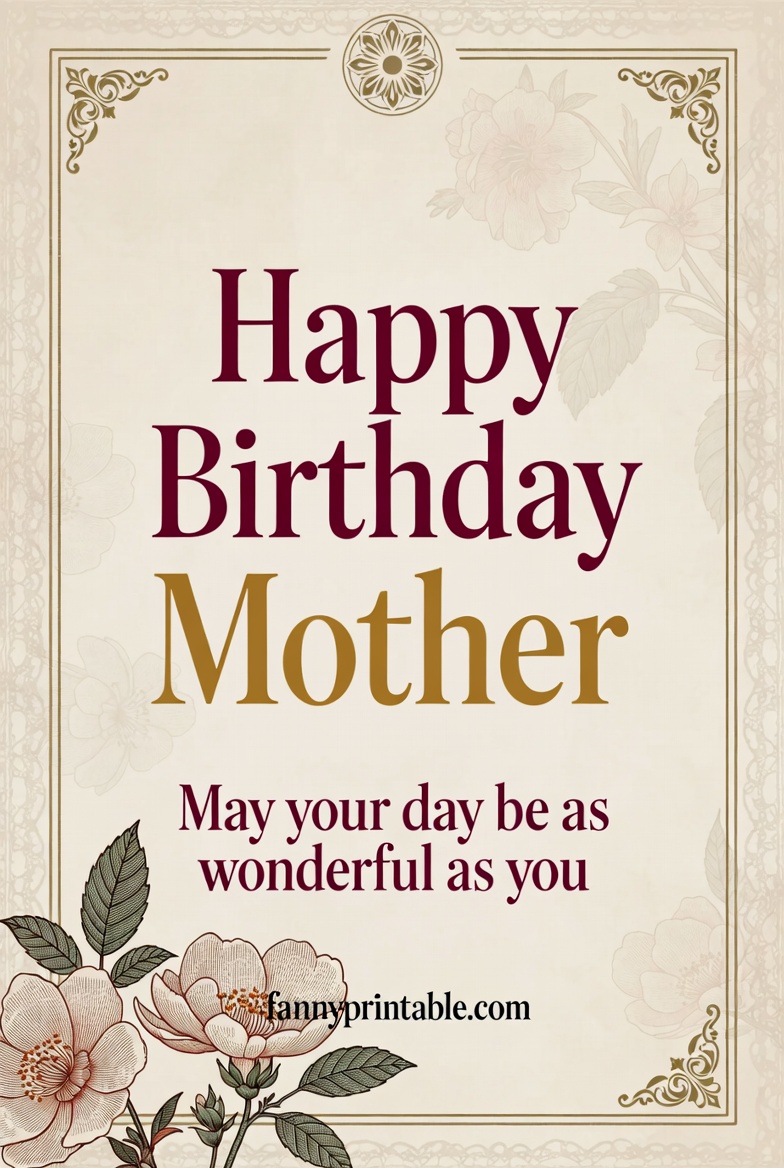 Happy Birthday Mother Card Printable - Fanny Printable (1)