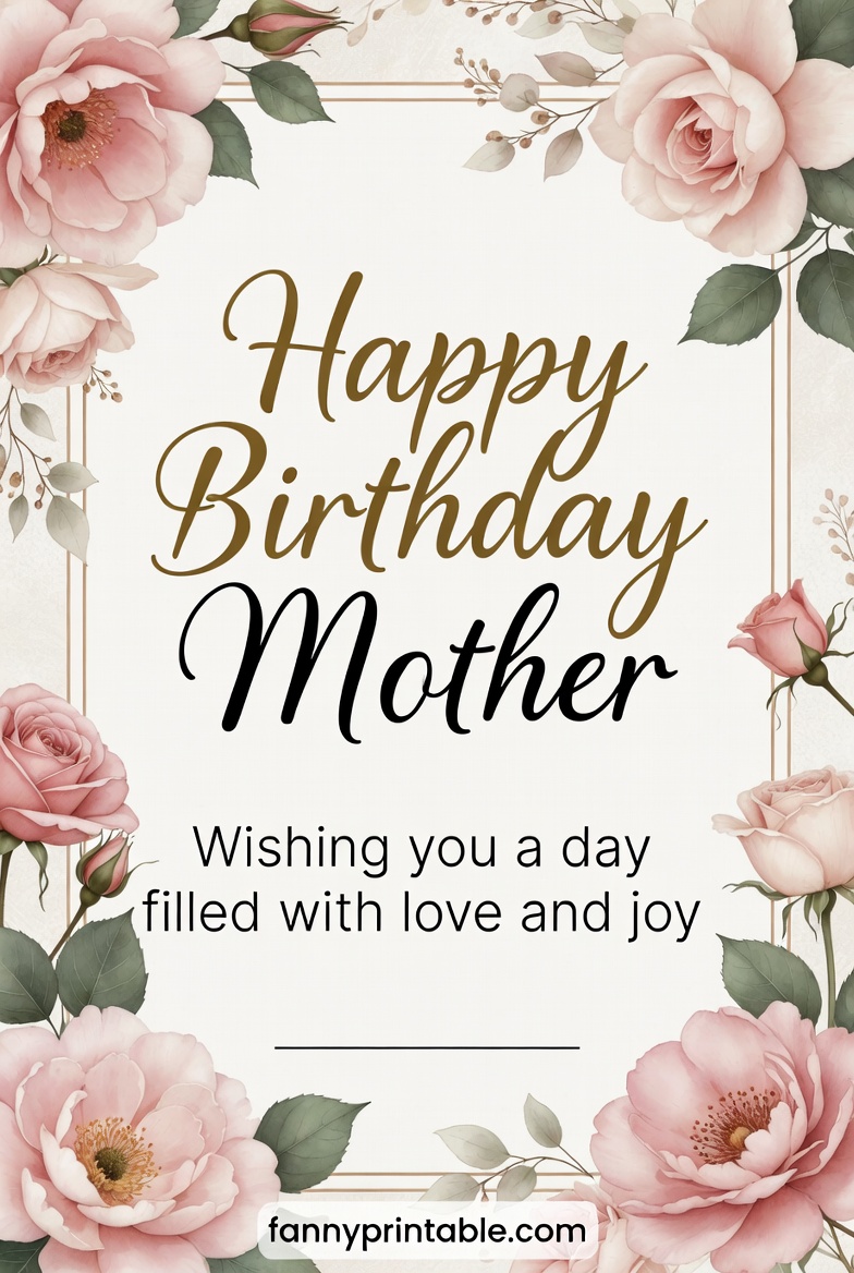 Happy Birthday Mother Card Printable - Fanny Printable (2)