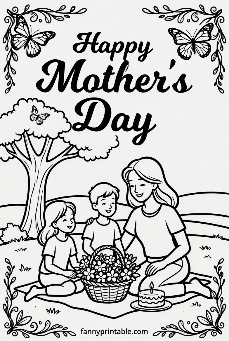 Happy Mother's Day Coloring Pages Free Printable (2)