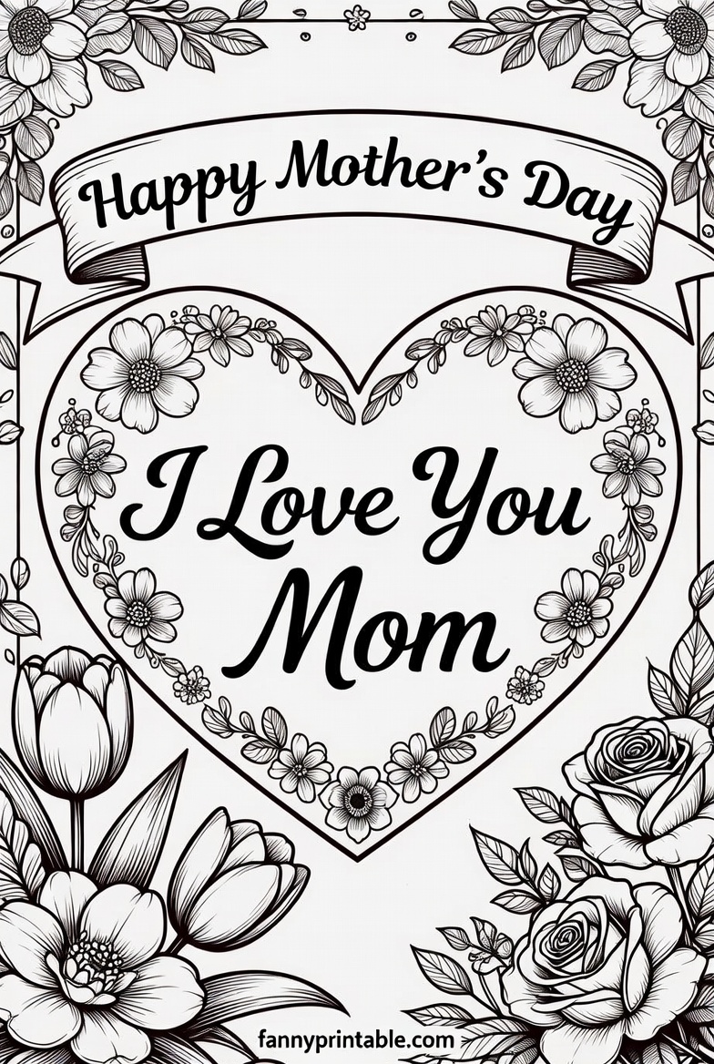Happy Mother's Day Coloring Pages Free Printable (4)