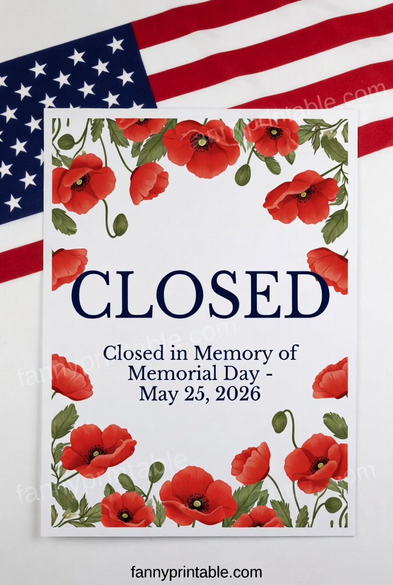 Memorial Day 2026 Closed Sign Printable - FannyPrintable.Com (4)