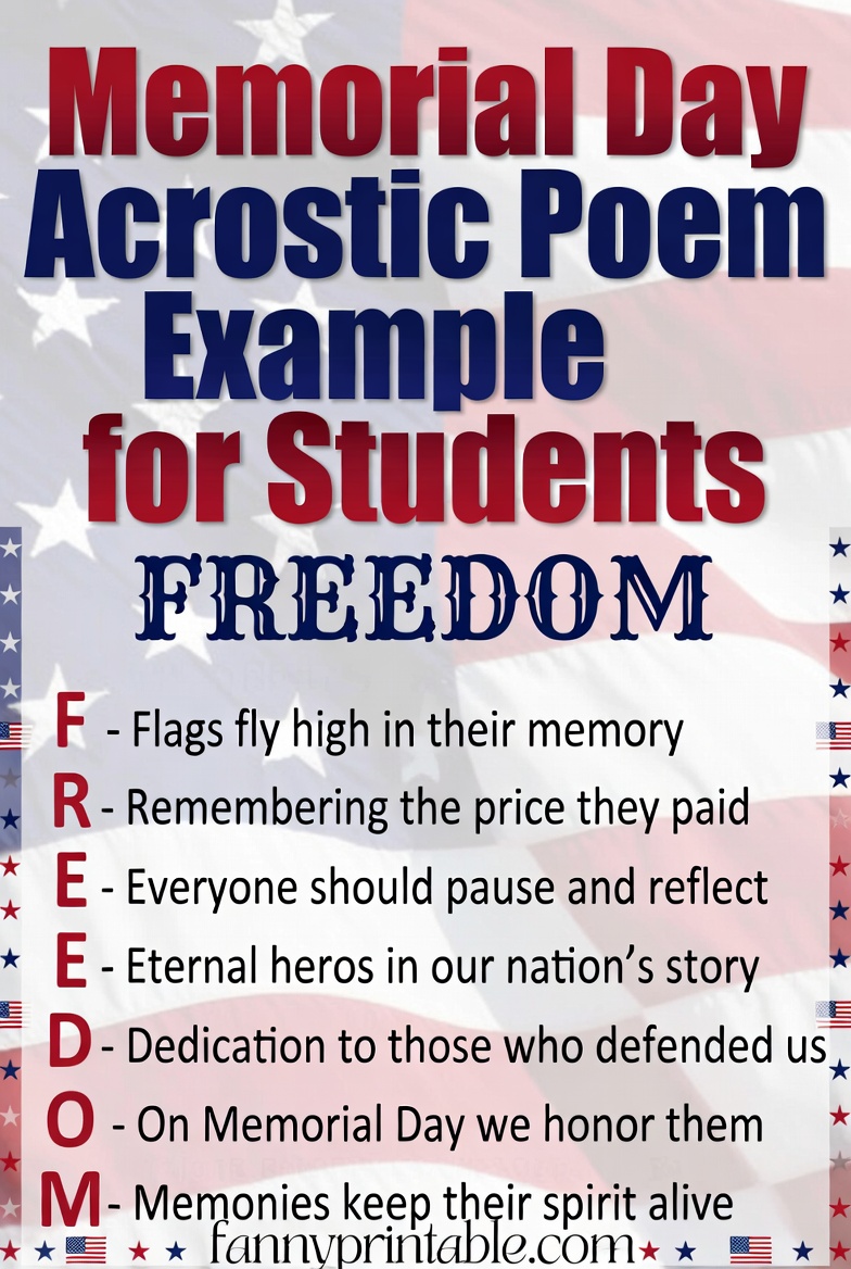 Memorial Day Acrostic Poem Examples for Students FannyPrintable (1)