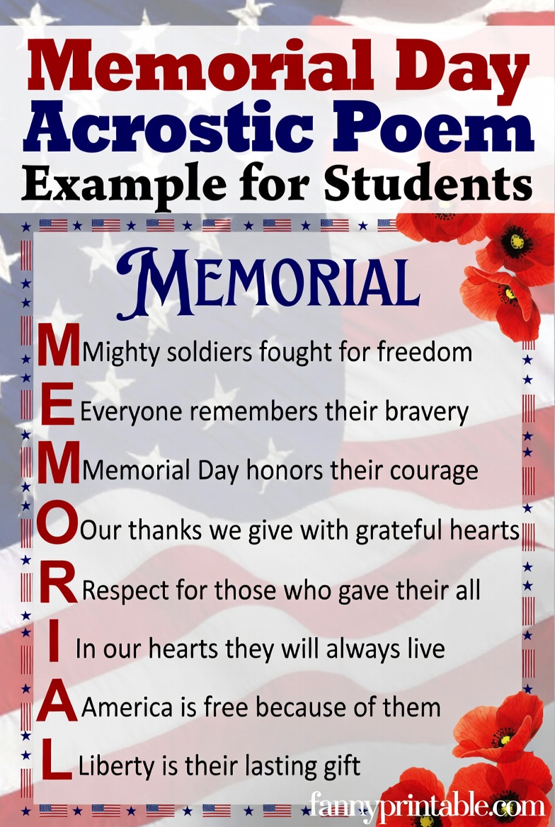 Memorial Day Acrostic Poem Examples for Students FannyPrintable (4)
