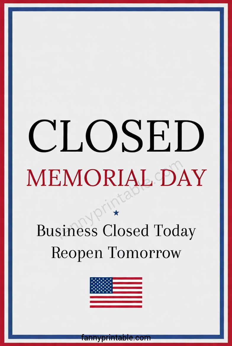 Memorial Day Closed Signs Printable - FannyPrintable.Com (3)