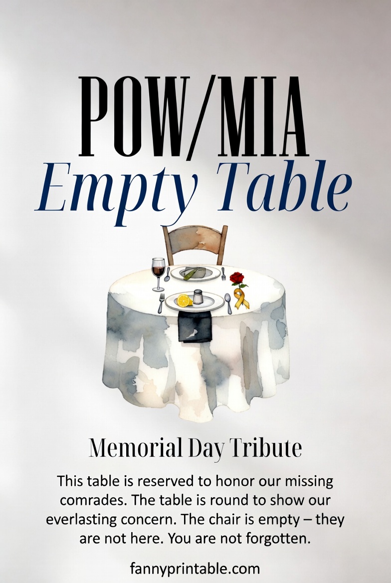 Memorial Day Empty Table Poem POWMIA Tribute FannyPrintable 2 1