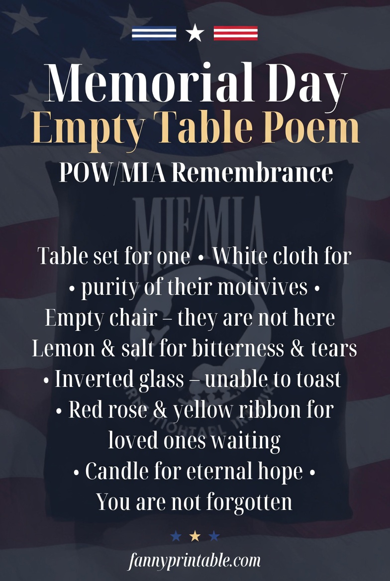 Memorial Day Empty Table Poem POWMIA Tribute FannyPrintable (3)