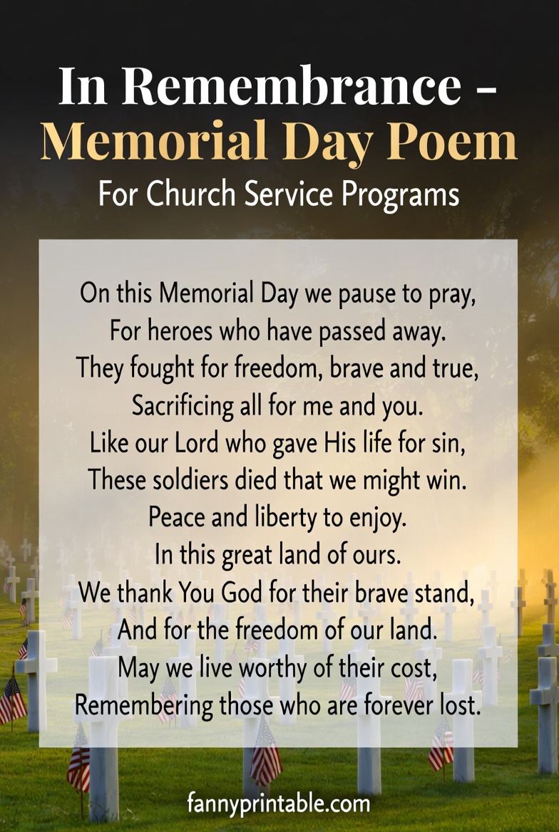 Memorial Day Poem for Church Service Programs FannyPrintable (3)