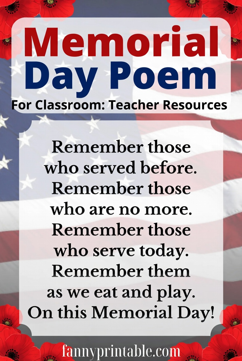 Memorial Day Poem for Classroom Teacher Resources FannyPrintable 1 Memorial Day Poem for Classroom Teacher Resources FannyPrintable (1)