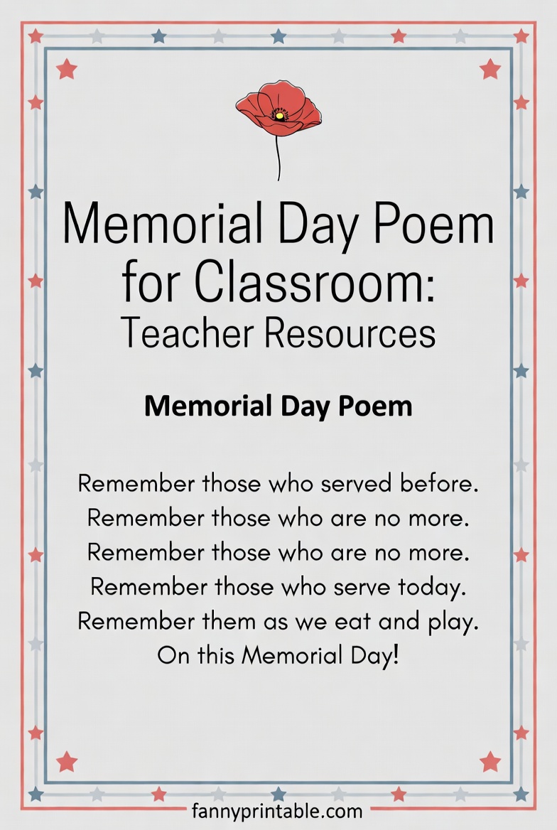 Memorial Day Poem for Classroom Teacher Resources FannyPrintable 2 Memorial Day Poem for Classroom Teacher Resources FannyPrintable (2)