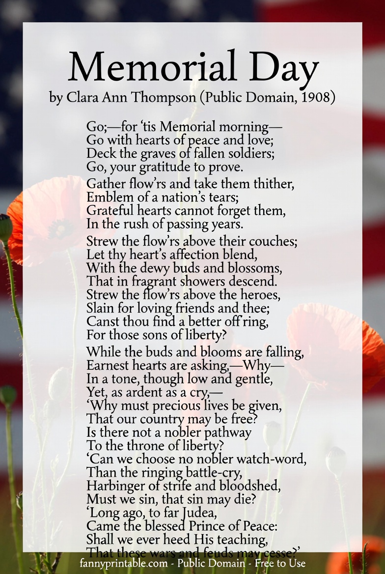 Memorial Day Poems Public Domain Free to Use FannyPrintable (3)