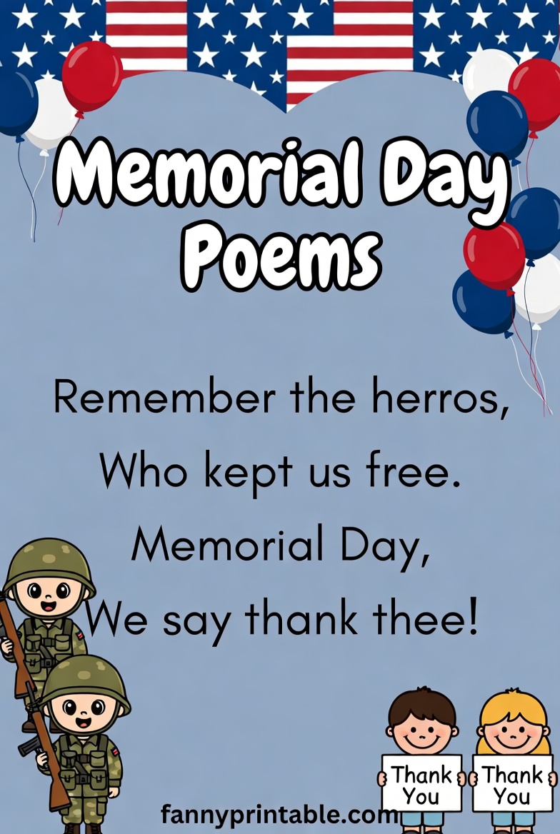 Memorial Day Poems for Kindergarten Easy & Simple FannyPrintable (1)