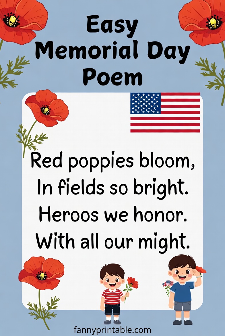Memorial Day Poems for Kindergarten Easy & Simple FannyPrintable (3)