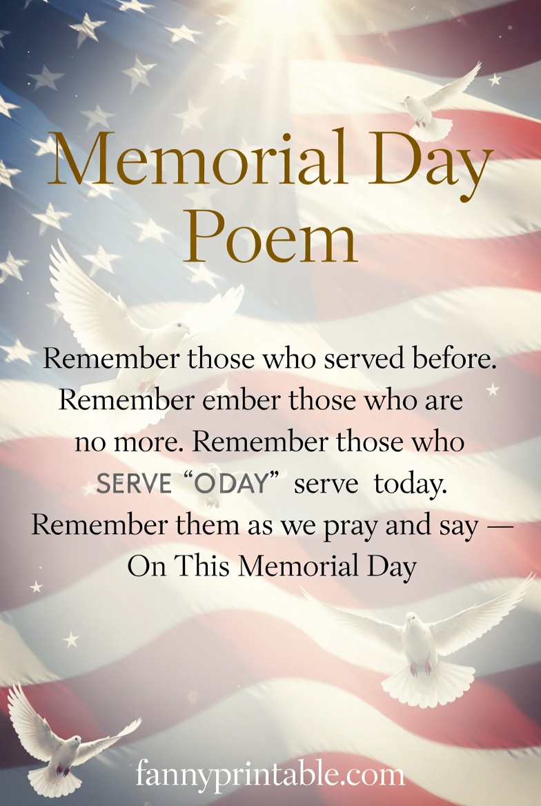 Memorial Day Prayers and Poems for Church Services FannyPrintable (2)