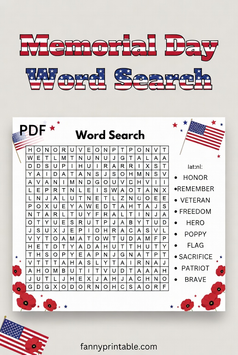 Memorial Day Printable Activities - FannyPrintable.Com (4)