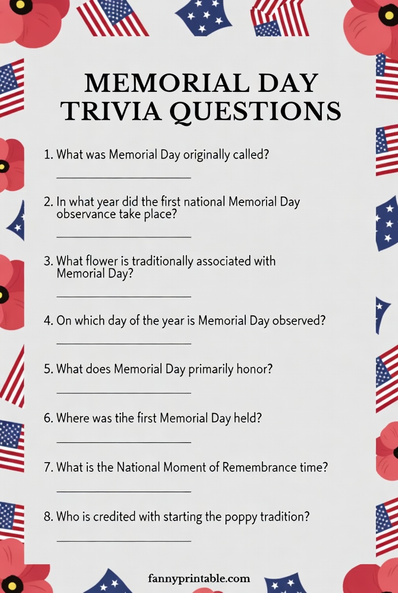 Memorial Day Trivia Printable Free (2)