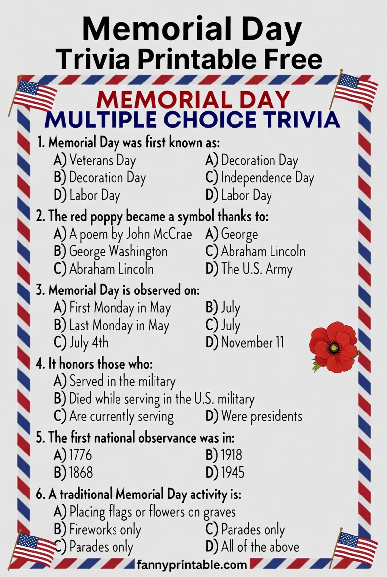 Memorial Day Trivia Printable Free (3)