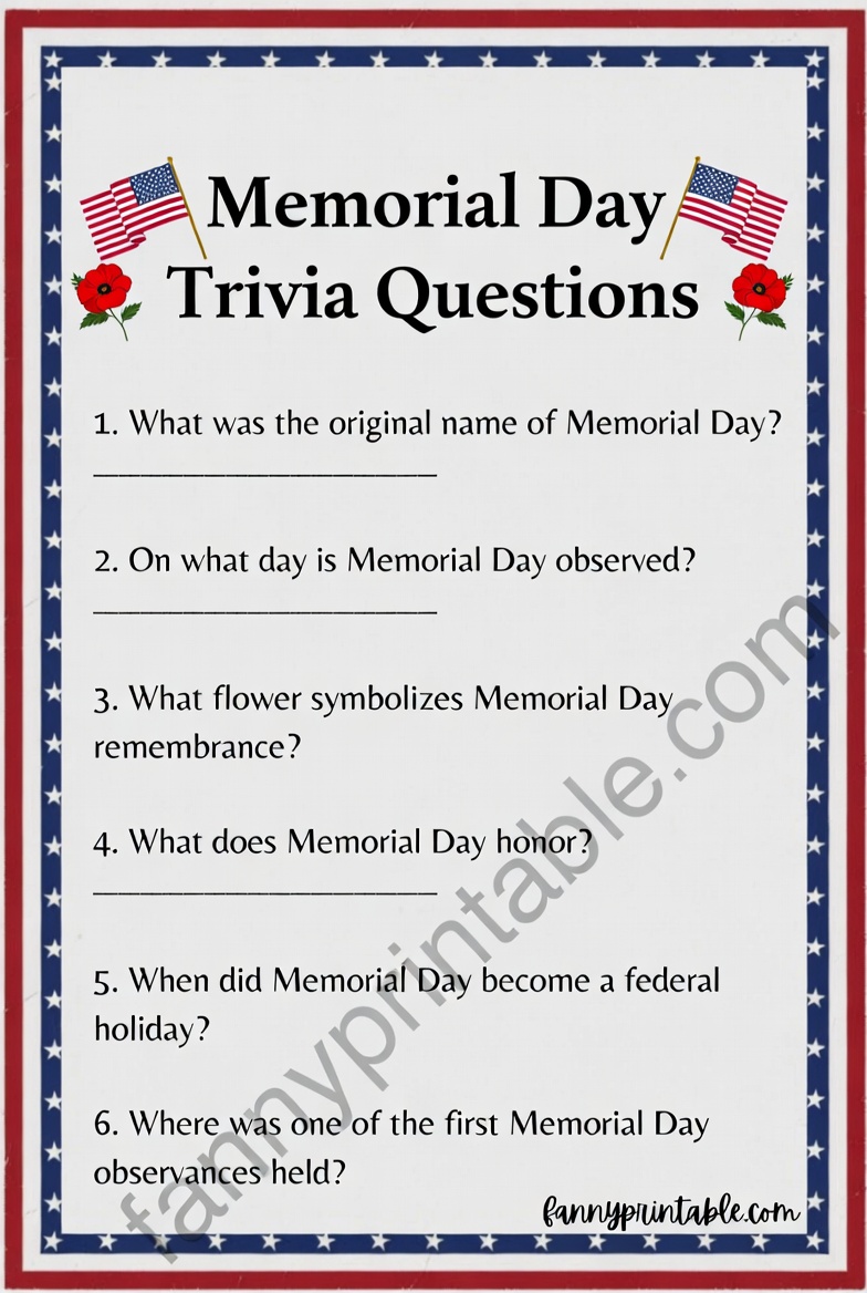Memorial Day Trivia Questions Printable - FannyPrintable.Com (4)