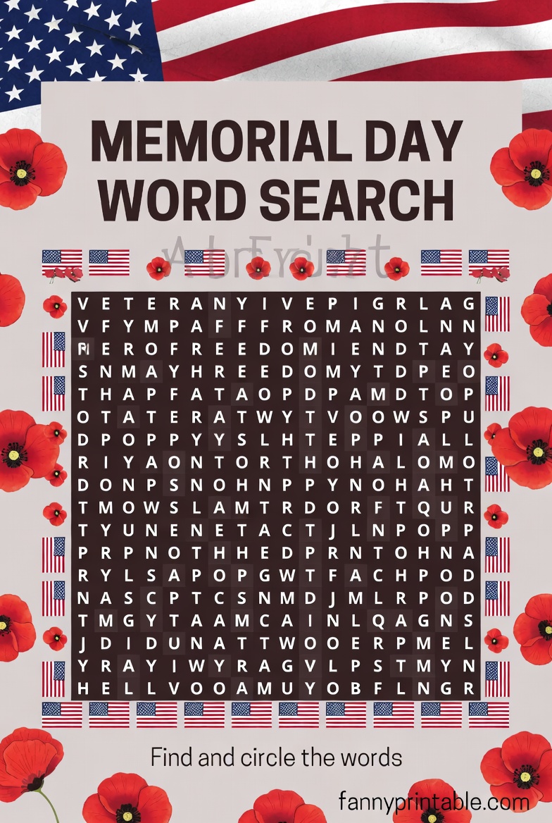 Memorial Day Worksheets Free Printable - FannyPrintable.Com (3)