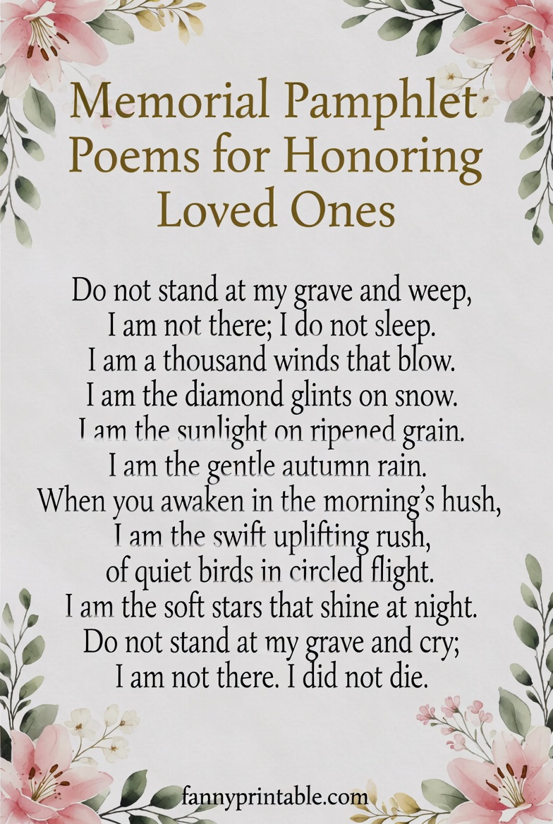 Memorial Pamphlet Poems for Honoring Loved Ones FannyPrintable 1 Memorial Pamphlet Poems for Honoring Loved Ones FannyPrintable (1)