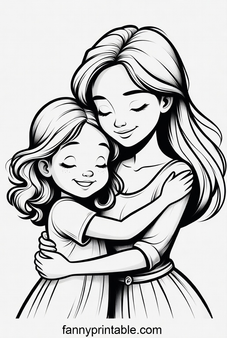 Mother Daughter Printable Coloring Pages (1)