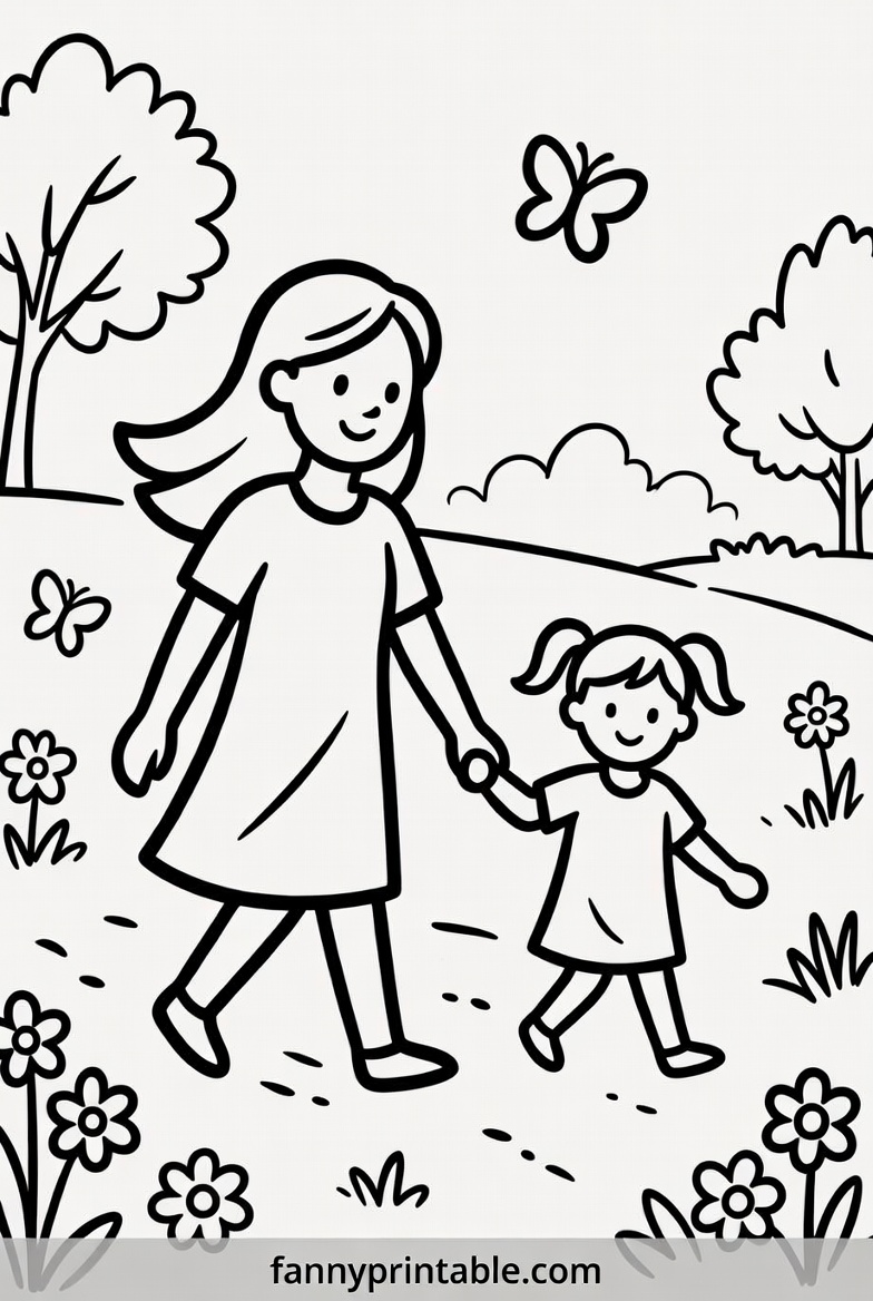 Mother Daughter Printable Coloring Pages (2)