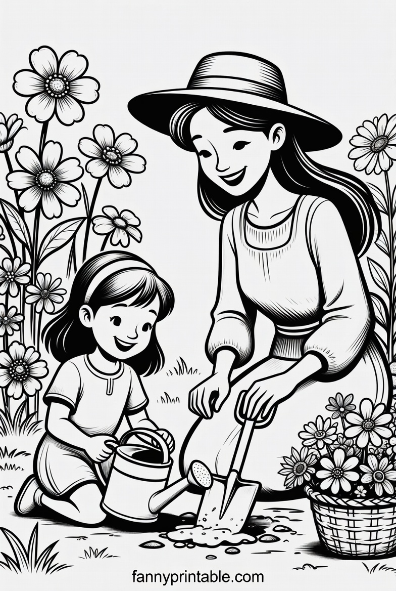 Mother Daughter Printable Coloring Pages (3)