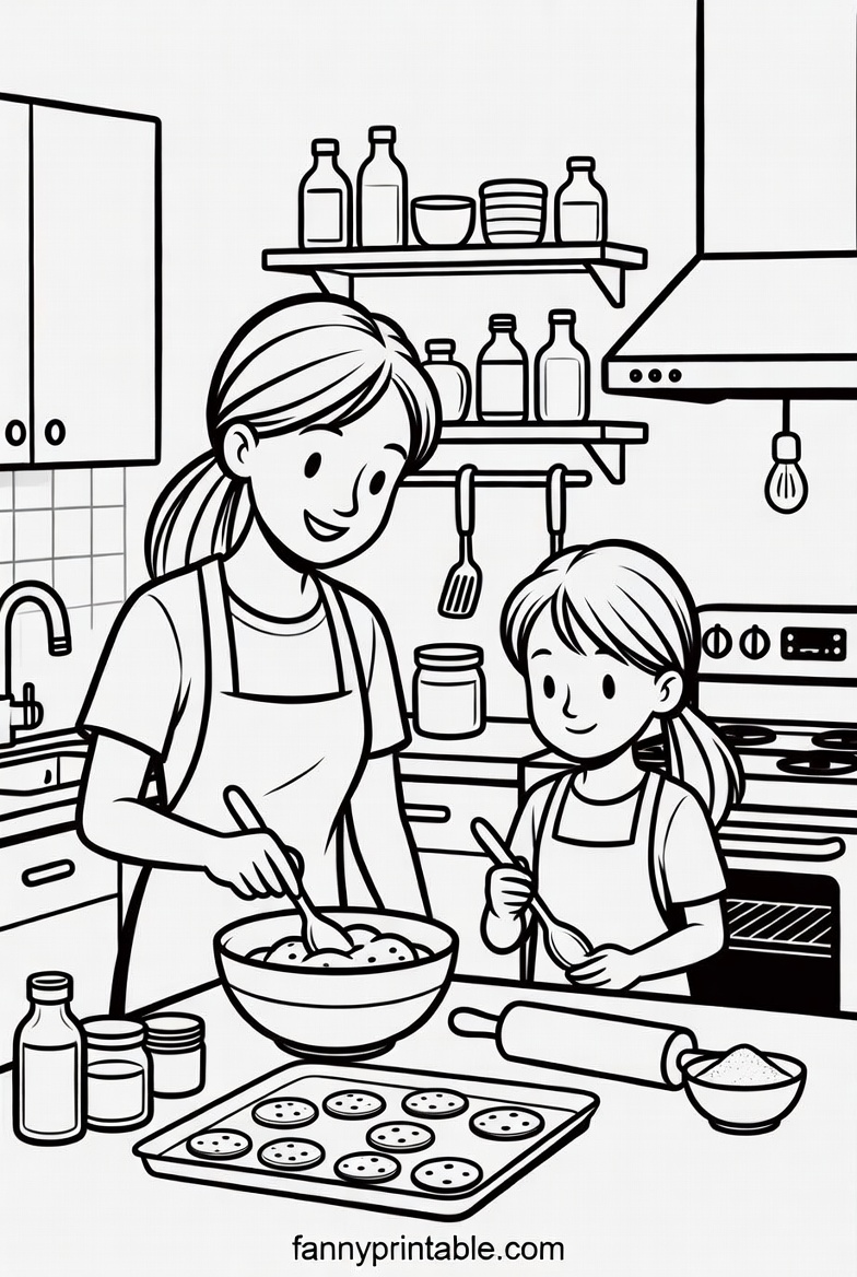 Mother Daughter Printable Coloring Pages (4)