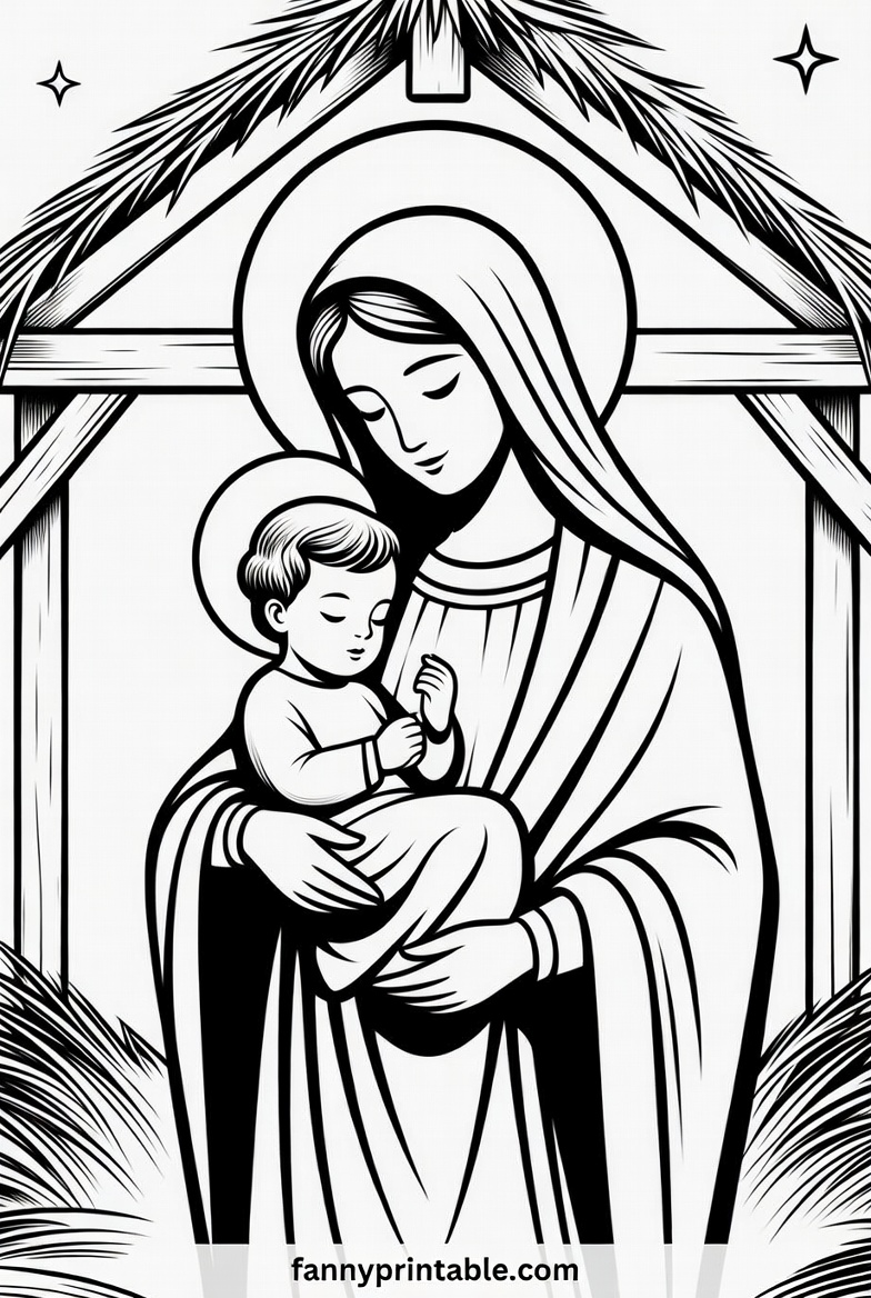 Mother Mary Coloring Pages Printable (3)