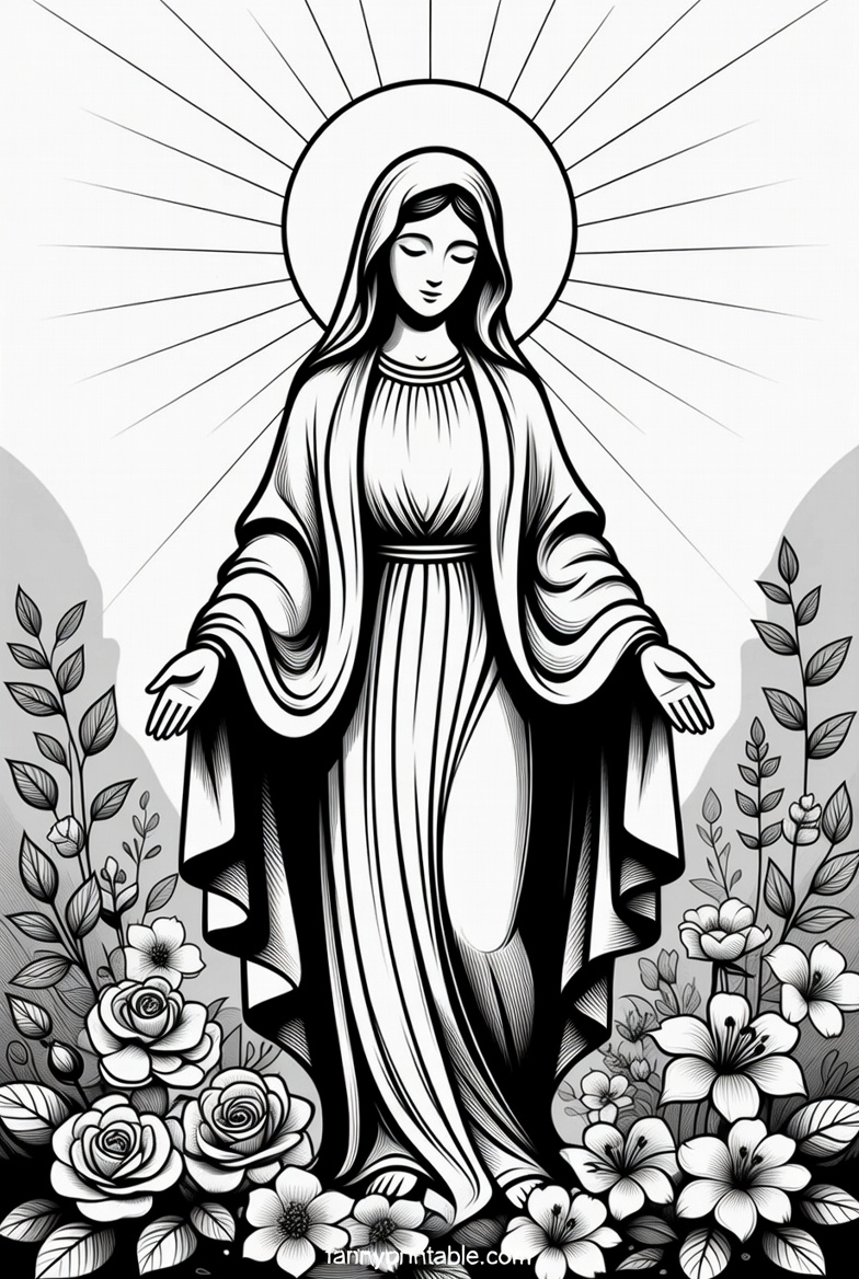 Mother Mary Coloring Pages Printable (4)