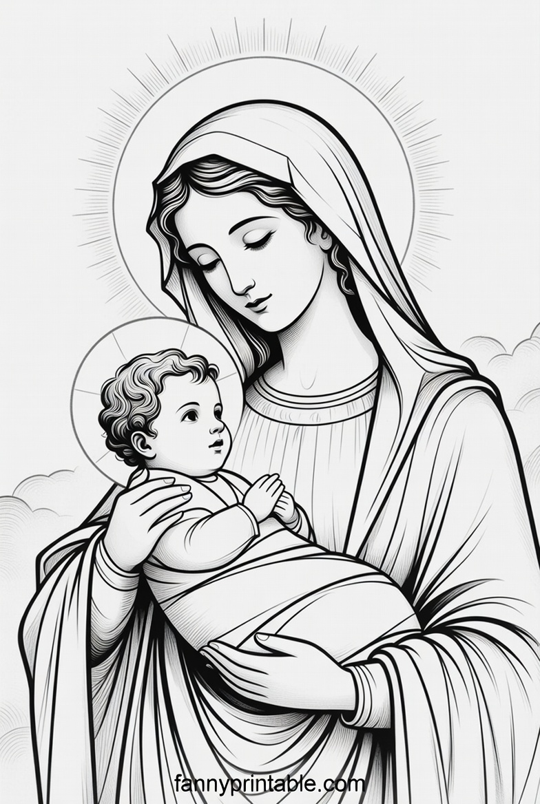 Mother Mary Coloring Pages Printable Free (3)