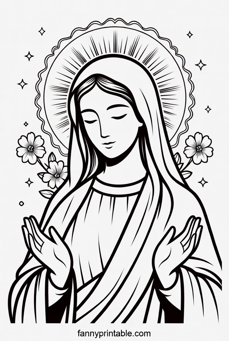 Mother Mary Coloring Pages Printable Free (4)