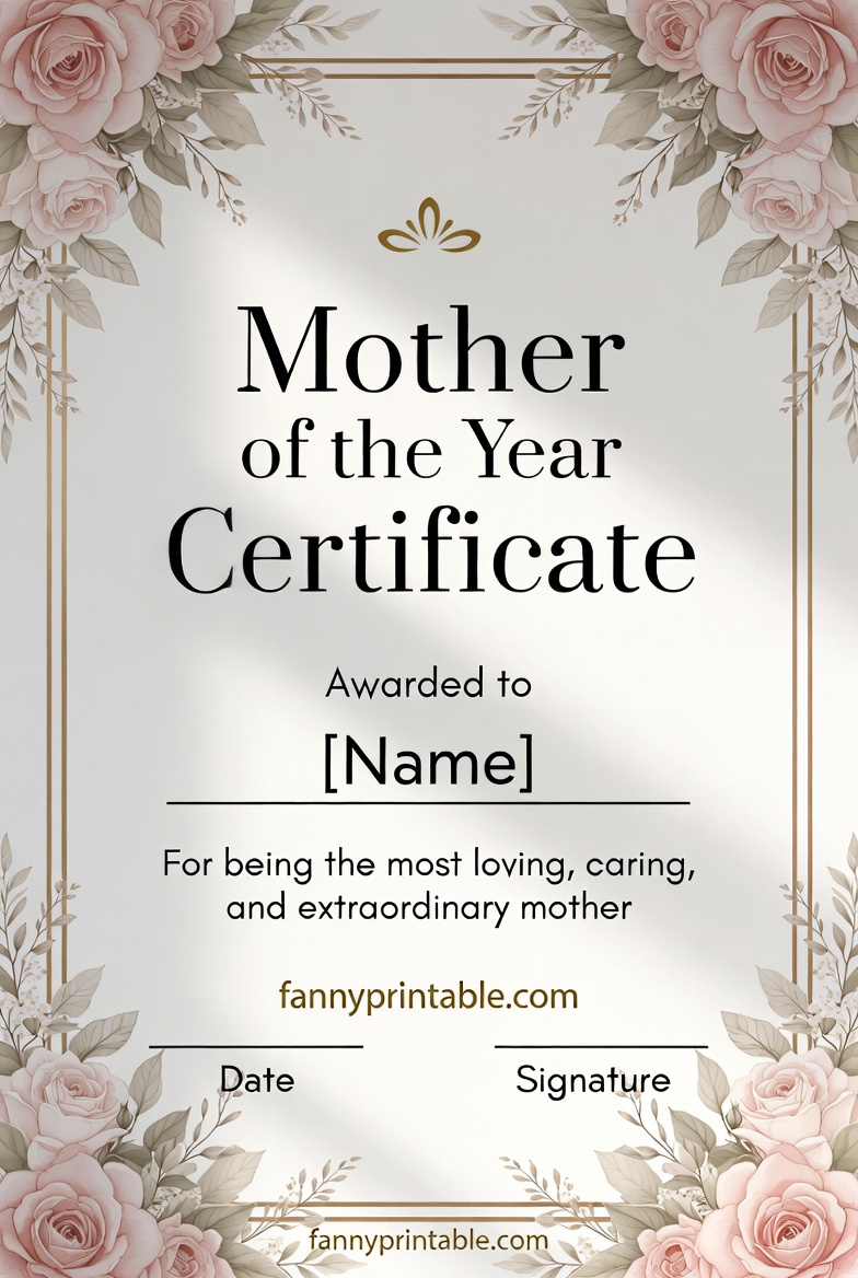 Mother Of The Year Certificate Printable 1 Mother Of The Year Certificate Printable (1)
